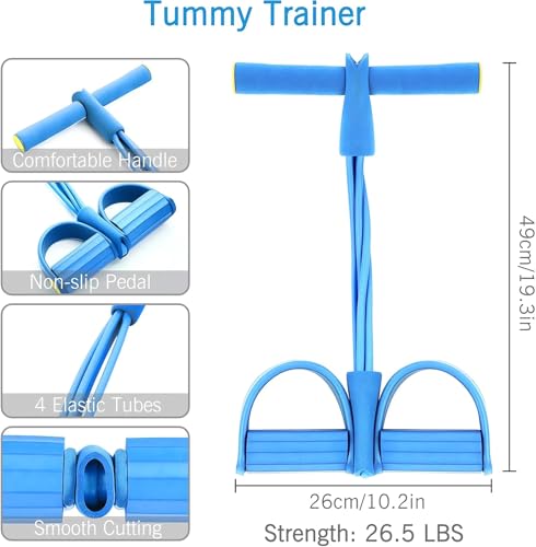 21 Fitness Resistance Bands-4 Tube Pedal Ankle Puller - 2023 New Sit up Leg Stretch Rope Exercise Bands with Handles, Stretching Workout Fitness Bands for Arm Weights Exercise Equipment - color: Pink