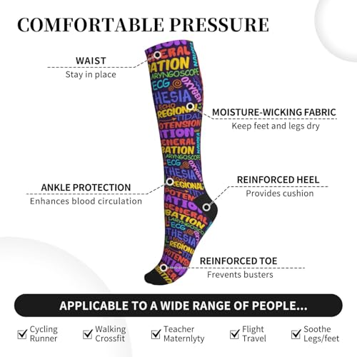 FREEHOTU Compression Knee High Socks for Women/Men Circulation 15-20 Mmhg - color: Anesthesia