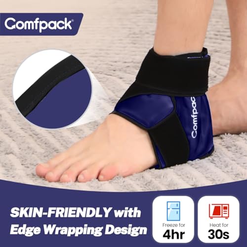 Comfpack Ankle Ice Pack Wrap for Swelling, Heel Ice Pack for Pain Relief, Hot Cold Therapy Cold Pack for Plantar Fasciitis, Achilles Tendonitis, Ankle Sprain, Foot Pain, Navy - color: Dark Blue-1 Pack