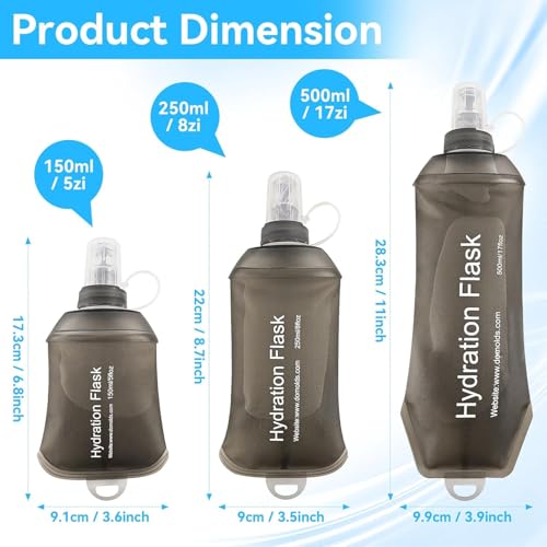 Sport Soft Water Bottle, TPU Collapsible Flask Foldable Bottles for Hydration Pack, BPA-Free, for Running Hiking Cycling Climbing (150ml) (Transparent) - color: Transparent