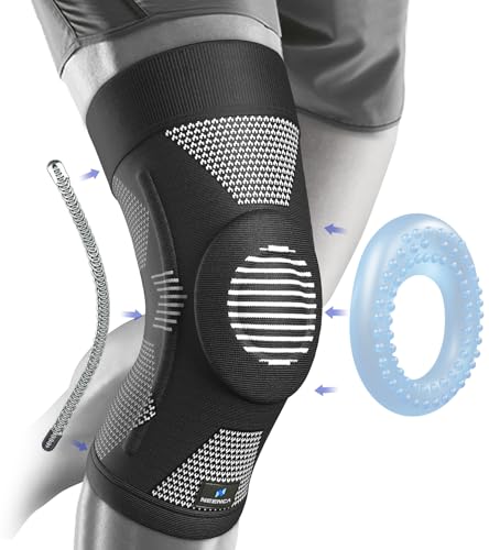 NEENCA Upgraded Thin Knee Brace for Women/Men, Compression Knee Support with Gel Pad & Spring Stabilizers. Knee Sleeve for Meniscus Tear, ACL, PCL, Arthritis, Joint Pain Relief, Runner, Workout, Sport - size: Medium