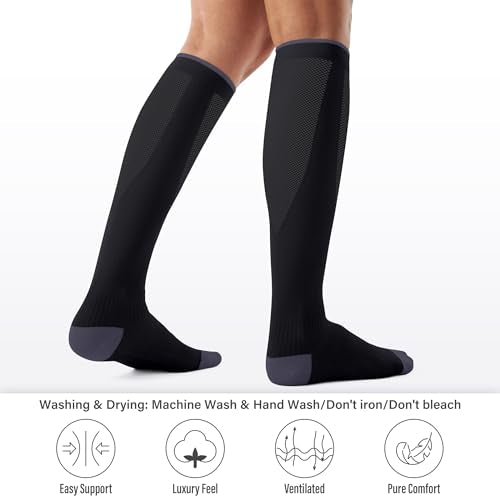 3 Pairs Compression Socks for Women and Men - 15-20mmHg Best Support for Athletic Running Cycling - color: Black/White/Grey
