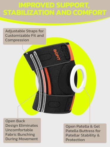 AOFIT Adjustable Knee Brace Metal Springs & Anti-Slip for Sports Black L - color: Black-Large