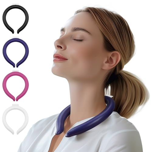 Magic Gel Neck Ring Coolers - Wearable Cooling Ice Pack for Necks - Reusable Cool Body Cooler Tube - Cold Gel Wrap Ice Packs Perfect for Outdoor Use - Pack of 2 - Navy and Pink - color: Navy and Pink