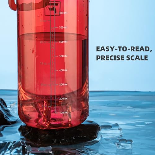 Fanhaw 32oz Clear Plastic Water Bottle with Fast-Flow Lid, Red - color: Red