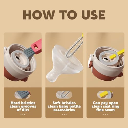 3 in 1 Cup Lid Cleaning Brush, Multifunctional Cleaning Brush Portable Cup Lid Cleaner for Bottle Gap Tight Spaces Cup, Portable Cup Lid Cleaner, 1 Pcs Red - color: 1 Pcs Red