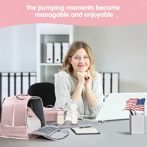 Derbiedersinn Breast Pump Bag, Compatible with Spectra Pumps, Insulated Carrying Case with Cooler for Milk Storage, Travel, Work, Daycare，Pink - color: Pink
