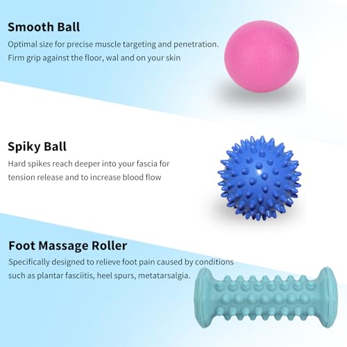 Blue Foot Massager Roller Set for Plantar Fasciitis, Arch&Heel Pain Relief - color: Blue Combination