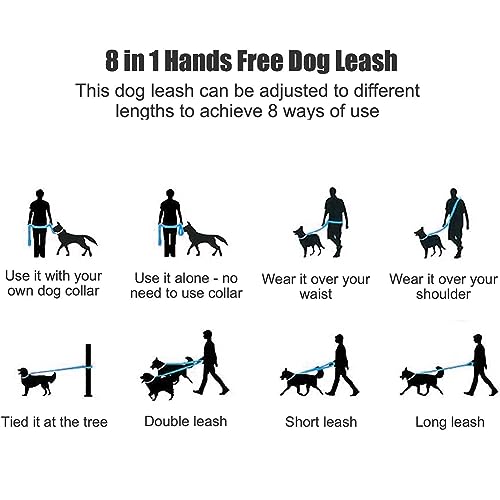 Mile High Life Hands Free Dog Leash, Crossbody Waist Leash with Genuine Leather Connection, Multifunctional Adjustable Slip Lead for Dog Walking Running (Light Brown, 7FT) - color: Light Brown, size: 7FT Hands Free