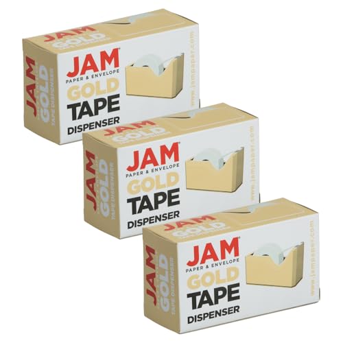 JAM PAPER Colorful Desk Tape Dispensers - Gold - 3/Pack - color: Gold, size: Pack of 3
