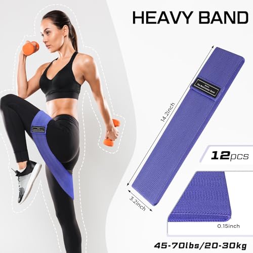 Lenwen 12 Pcs Fabric Resistance Bands Bulk - color: Purple