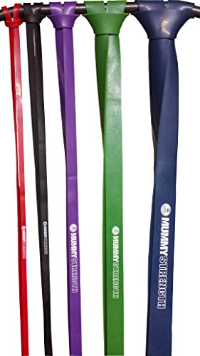 MummyStrength Resistance Bands for Men and Women. The Best Stretch Band for Pull Up Exercise and Powerlifting. Works with Any Pull Up Bar or Station. Single Band. Workout Guide Included