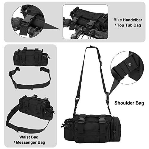 BraveHawk OUTDOORS Bike Handlebar Bag, 900D Nylon Oxford Multi-Purpose Tactical Waist Bag Heavy-Duty Water Resistant MOLLE Outdoor Bicycle Pack for Cycling Hiking (Large) - size: Large