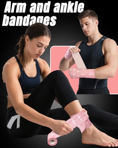 2 Pcs Cross Tape Christian Athletic Tapes Religious Sport Pink Wrist Tape - color: 2 Pack Pink - Cross, size: 2 inches