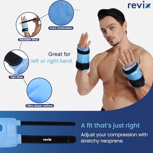 REVIX 2 Packs XXXL Knee Ice Pack Wrap Around Entire Knee and REVIX Wrist Ice Pack Wraps for Carpal Discomfort Soothing