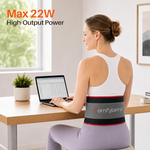 Comfytemp Red Light Belt with 126 LEDs, 660nm & 850nm, 22W(Corded, Red) - color: Red