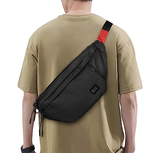 Fashion Large Crossbody Fanny Pack for Men Women,Water Resistant Waist Bag fanny Packs belt bag sling bag with 5-Zipper Pockets,Carrying 7.9"phone,Black-large - color: B-Black-L