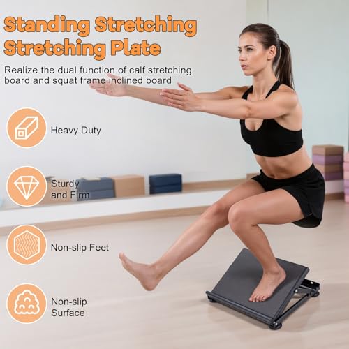 Slant Board Calf Stretcher, 660lbs Capacity Adjustable Incline Board for Plantar Fasciitis Achilles Tendonitis, Non-Slip Surface for Squat & Balance Training