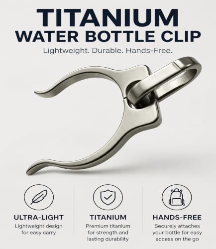 1 Piece Titanium Water Bottle Clip Portable Carabiner Holder for Outdoor Backpack Water Bottle Holder Hiking and Walking Clip