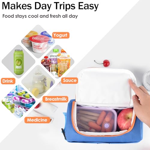 Genteen Small Cooler Bag with Ice Packs,Snack Bags for Kids,Insulated Leakproof Reusable Small Lunch Bag, BPA free Thermal Cooler Bag for School, Travel, Work and Daily Use,Blue - color: Blue