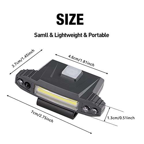 LED Rechargeable Clip-On Hat Light,COB Hands-Free Cap Torch Headlamp with White Light,Green Light and Motion Sensor for Outdoor Activities Such as Camping, Hiking, Fishing, Cycling,Hunting