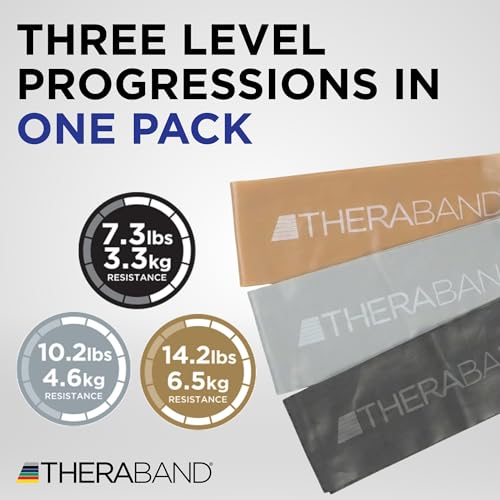 THERABAND Resistance Band Loop Set of 3, Exercise, 18", Black/Silver/Gold - color: Black/Silver/Gold, size: 18 inch