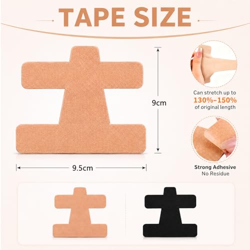 40pcs Pre-Cut Bunion Corrector Tape, Elastic Breathable Latex-Free Kinesiology Tape, Hypoallergenic Self-Adhesive Toe Support Strips for Hallux Valgus, Unisex (black)