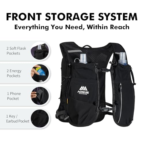 AONIJIE 12L Running Hydration Vest for Men Women 2 Pcs 500ml Soft Flask