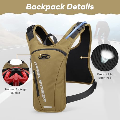 Maelstrom Hydration Running Vest with 2L Water Bladder for Men Women - color: Khaki