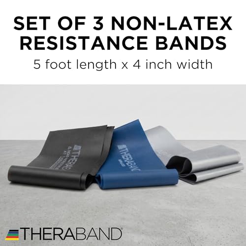 THERABAND Resistance Bands Set, Elastic Bands for Exercise & Physical Therapy, Strength Training for Upper & Lower Body Fitness - size: 3 Pack, style: Non-Latex Advanced