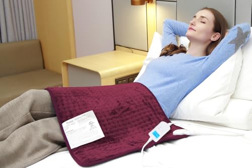 Ruqiji 17''x33'' XXXL King Size Heating Pad with 10 Temperature Settings, Pain Relief for Back/Neck/Shoulders/Menstrual Pain/Leg Cramp(Red) - color: Red