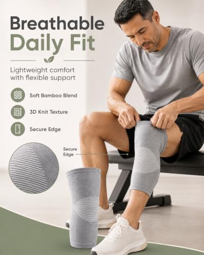 Knee Compression Sleeve Bamboo Elastic Knee Brace Arthritis Pain Relief-XXL - size: XX-Large