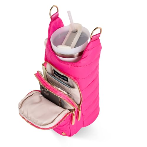 WanderFull Original HydroBag HANDLE®, 40 oz Water Bottle Holder w/Strap - color: Pink Matte