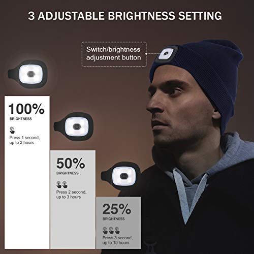 LED Beanie with The Light, Unisex Gifts for Men Dad Husband Him - color: Black