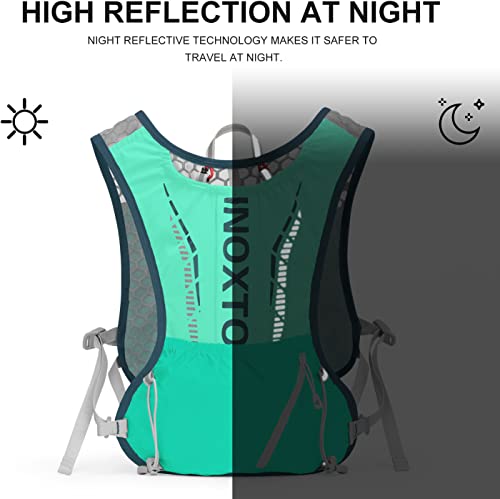 INOXTO Running Hydration Vest Backpack,Lightweight Insulated Pack with 1.5L Water Bladder Bag Daypack for Trail Hiking Running Cycling Race Marathon for Women Men - color: Blue green
