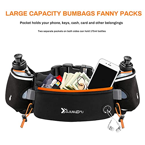 Number-one Running Belt with Water Bottles(2 x 175ML), Hydration Belt Waterproof Waist Pack Bag Fits iPhones Adjustable Sports Waist Pouch for Marathon Running Hiking Cycling - color: Orange