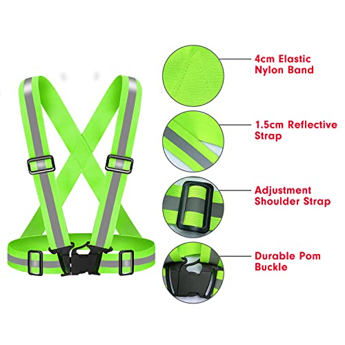 Reflective Vest Running Gear High Visibility Safety Vest Strap for Night - color: Fluorescent Green
