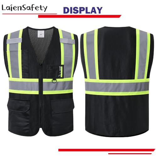 Reflective Safety Vest for Men Women,EK178,Black,2XL - color: Black, size: XX-Large