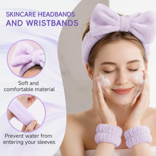 Skincare Tools Set with Face Cleansing Brush, Ice Face Roller & Gua Sha Set - color: Purple