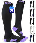 SB SOX Lite Compression Socks for Flying (15–20 mmHg) - color: Black/Purple, size: S/M