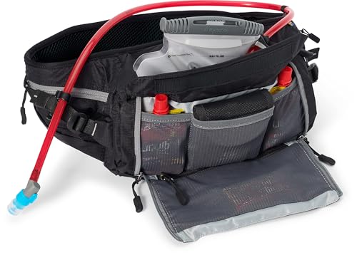 USWE Zulo Hydration Hip Pack - with Organizer and Side Pockets, Bounce Free Hip Belt (Carbon Black, 6L) - color: Carbon Black, size: 6L