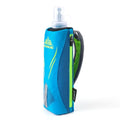Geila Handheld Water Bottle for Running, 17 oz Grip Handheld Bottle with Hand Strap Hydration Pack, Sport Soft Flask - color: Blue+500ML Soft Flask