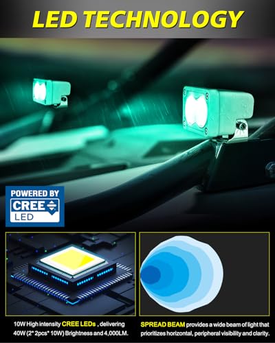 Green LED Pods Waterproof 3" 40W CREE LED Marine Navigation Lights - color: Green