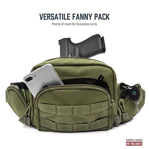 Tactical CCW Fanny Pack for Men Women, Concealed Carry Fanny Pack - color: Army Green