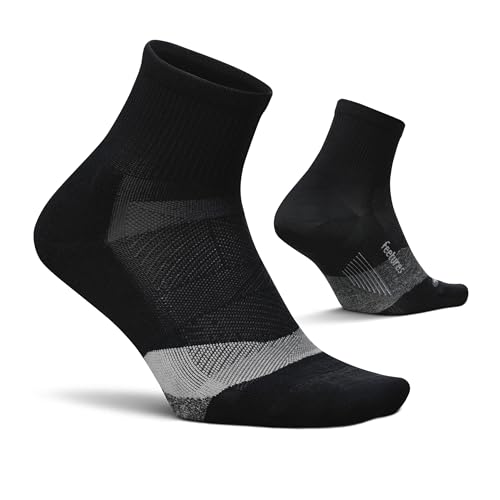 Feetures Elite Light Cushion Quarter Sock - color: New Black (1 Pair ), size: Small