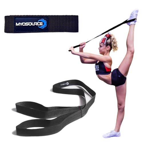 Myosource Kinetic Bands Cheerleading Flexibility Stunt Strap - Improve Stretching and Stunts for Cheer Dance Gymnastics & Physical Therapy – Stocking Stuffers Present for Kids Girls Adults - 12 Colors - color: Black