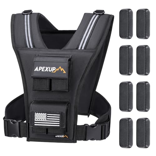APEXUP Weighted Vest Men, Adjustable Weight Vest for Running - color: Black, size: With Weights-20lbs