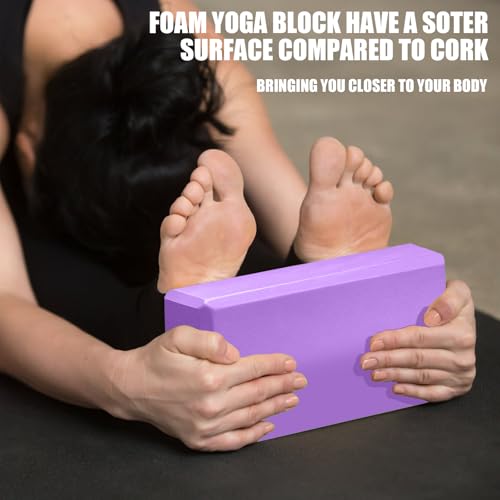 Septo 2 Pcs Yoga Blocks, 9x6x3 Inch Foam Blocks for Pilates - color: Purple