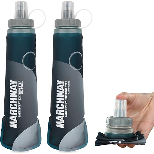 MARCHWAY Soft Flask Collapsible Water Bottle with Wide Mouth, 300ml/500ml - color: Blackish Green, size: 300 ml/10 oz