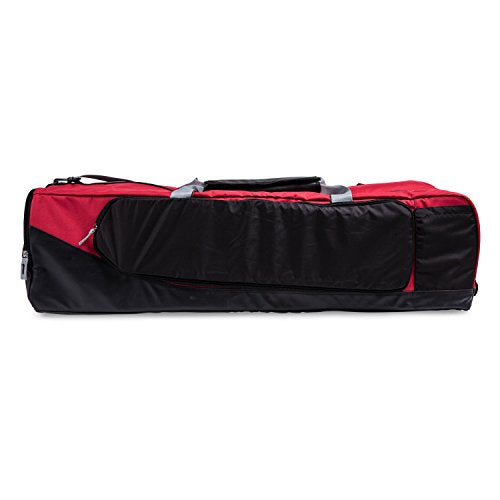 Champion Sports Lacrosse Equipment Bag – Heavy-Duty Nylon, Stick Compartment, Waterproof Bottom, Adjustable Strap, 44x15x13in - color: Red